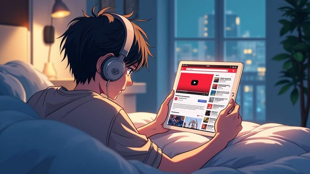 A boy is watching YouTube premium on IPad