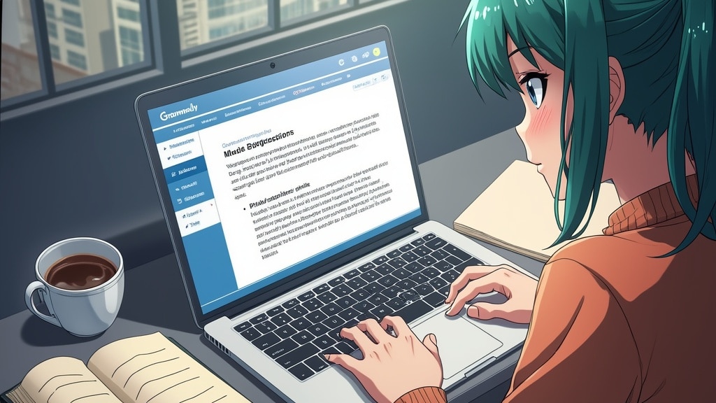 A Blogger Writing and Editing with Grammarly Premium