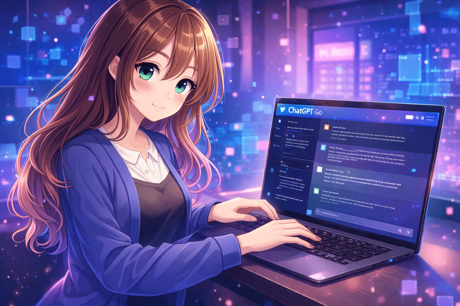 A girl using chatGPT go
