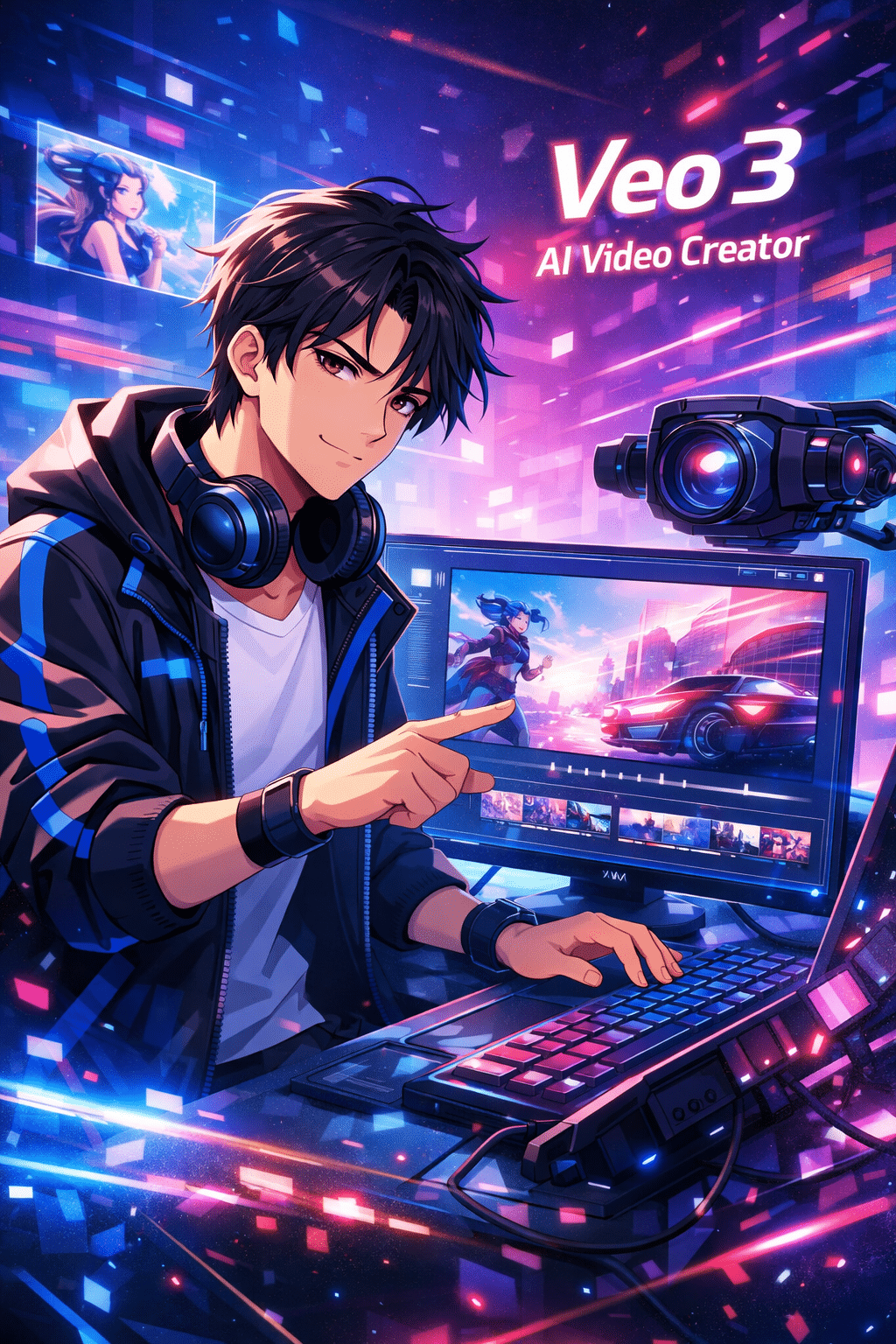 A creator editing with veo 3